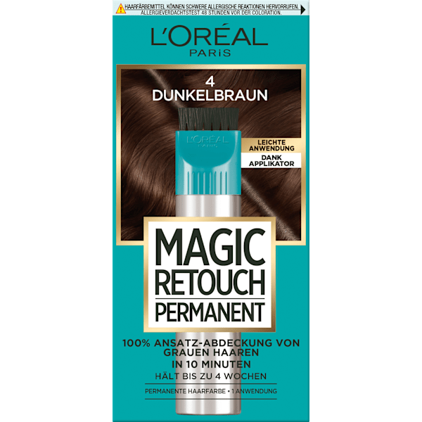 Ansatzset zur Abdeckung von grauem Haar, 4 Dunkelbraun L'ORÉAL PARiS MAGIC RETOUCH