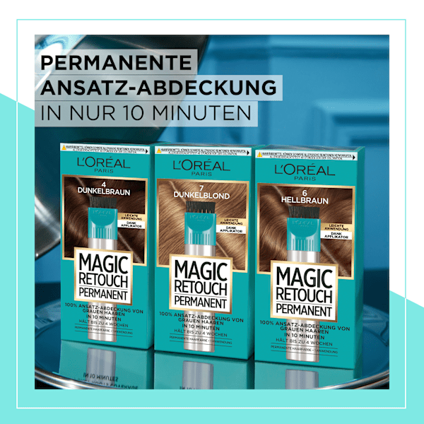 Ansatzset zur Abdeckung von grauem Haar, 4 Dunkelbraun L'ORÉAL PARiS MAGIC RETOUCH