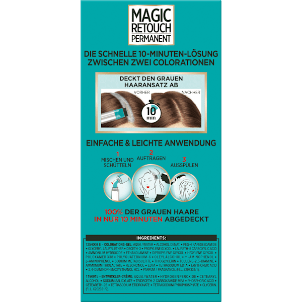 Ansatzset zur Abdeckung von grauem Haar, 6 Hellbraun L'ORÉAL PARiS MAGIC RETOUCH