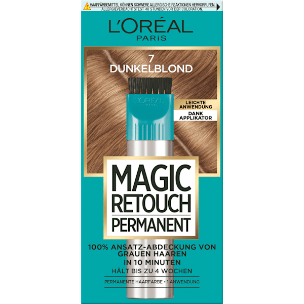 Ansatzset zur Abdeckung von grauem Haar, 7 Dunkelblond L'ORÉAL PARiS MAGIC RETOUCH