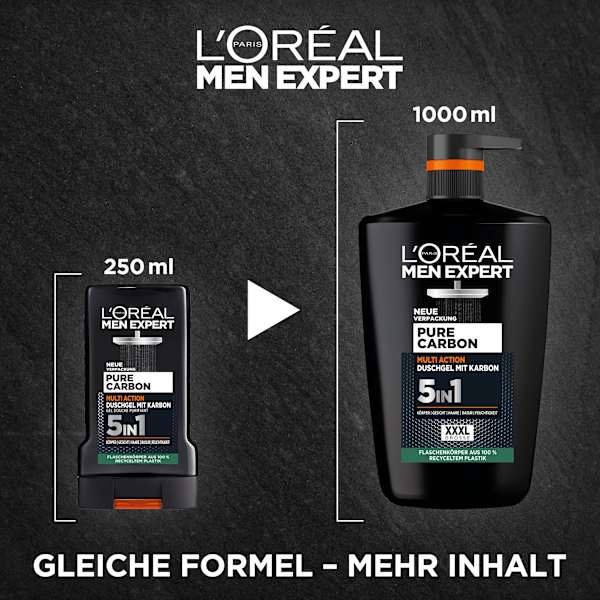 Duschgel Pure Carbon mit Karbon, Multi Action 5in1 L'ORÉAL PARiS MEN EXPERT