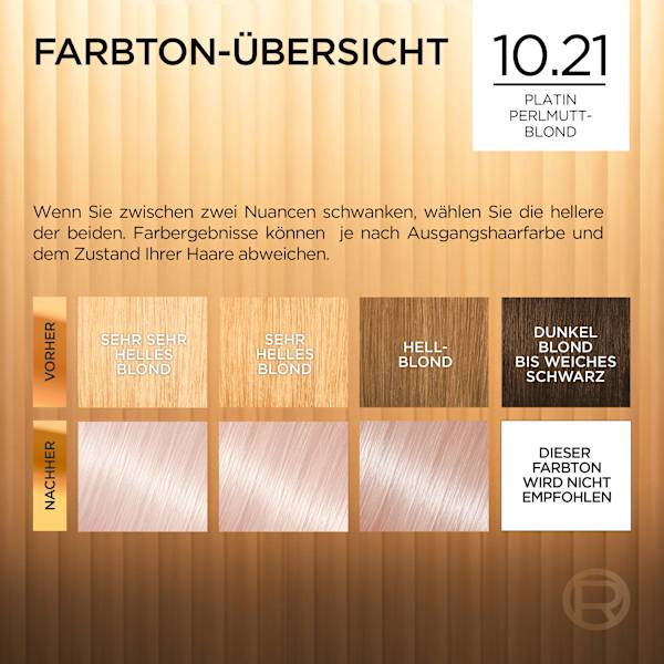 Haarfarbe 10.21 Platin Perlmuttblond L'ORÉAL PARiS PRÉFÉRENCE