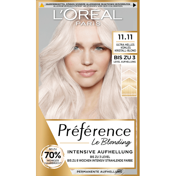 Haarfarbe 11.11 Ultra Helles Kühles Kristall-Blond L'ORÉAL PARiS PRÉFÉRENCE