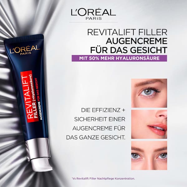 Augencreme + Gesicht Revitalift Filler, Hyaluronsäure L'ORÉAL PARiS REVITALIFT
