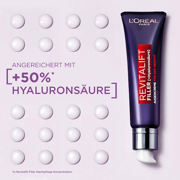 Augencreme + Gesicht Revitalift Filler, Hyaluronsäure L'ORÉAL PARiS REVITALIFT