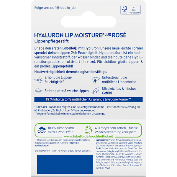 Lippenpflege Hyaluron Moisture Rosé Labello