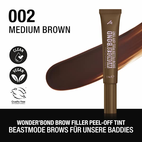 Peel-Off Augenbrauenfarbe Wonder ´Bond Brow Filler Peel-Off Tint 002 Medium Brown MANHATTAN Cosmetics