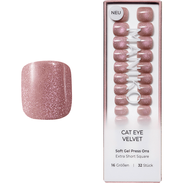 Künstliche Nägel Soft Gel Press Ons Cat Eye Velvet Extra Short Square Maniko