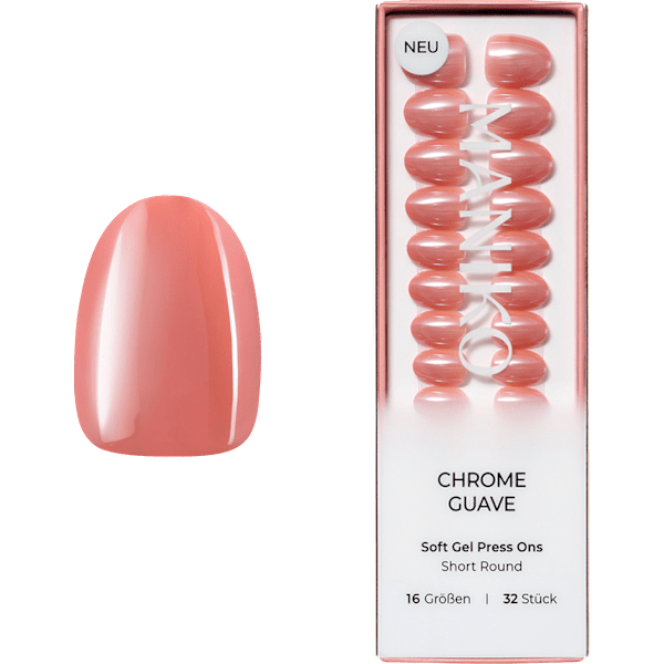 Künstliche Nägel Soft Gel Press Ons Chrome Guave Short Round Maniko