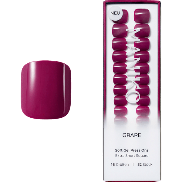 Künstliche Nägel Soft Gel Press Ons Grape Extra Short Square Maniko