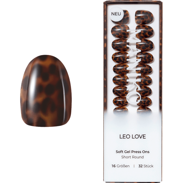 Künstliche Nägel Soft Gel Press Ons Leo Love Short Round Maniko