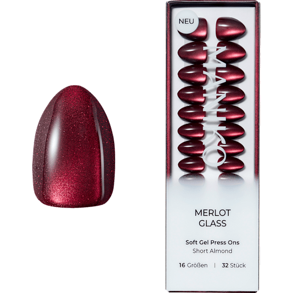 Künstliche Nägel Soft Gel Press Ons Merlot Glass Short Almond Maniko
