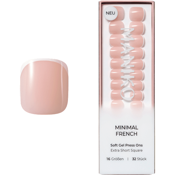 Künstliche Nägel Soft Gel Press Ons Minimal French Extra Short Square Maniko