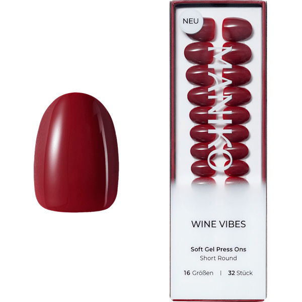 Künstliche Nägel Soft Gel Press Ons Wine Vibes Short Round Maniko