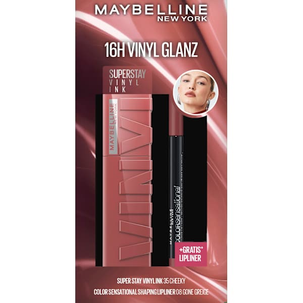 Lippenstift Set Super Stay Vinyl Ink 35 & gratis Lipliner Color Sensational 8 MAYBELLINE NEW YORK