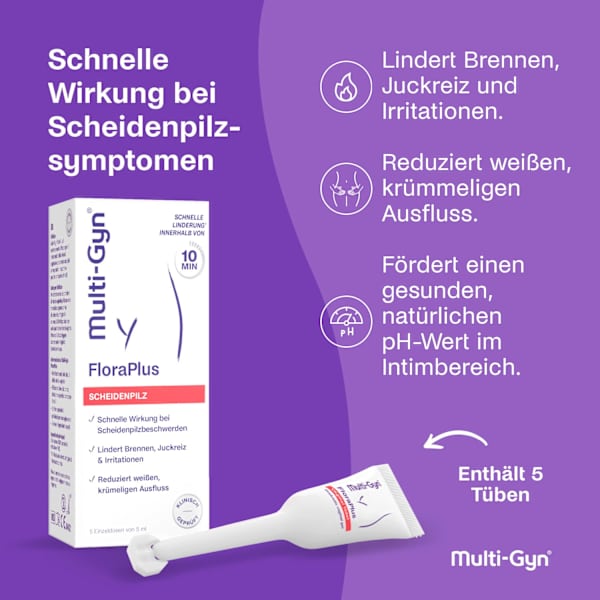 FloraPlus Vaginalgel Scheidenpilz 5 Applikatoren (5x5 ml) Multi-Gyn
