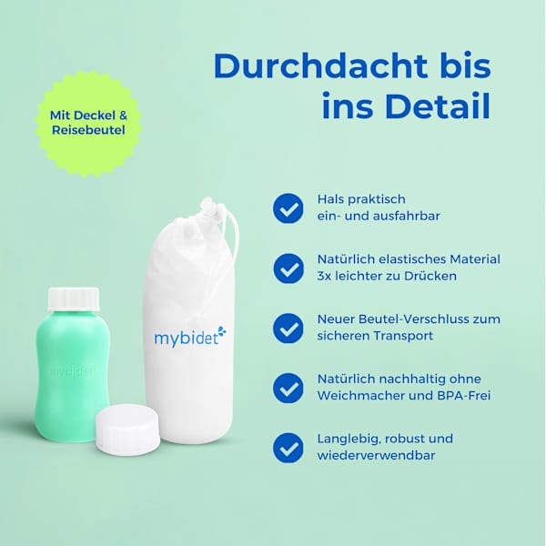 Po- und Intimdusche Mint, inkl. Reisebeutel und Deckel mybidet