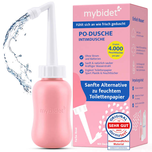 Po- und Intimdusche Rosé, inkl. Reisebeutel und Deckel mybidet