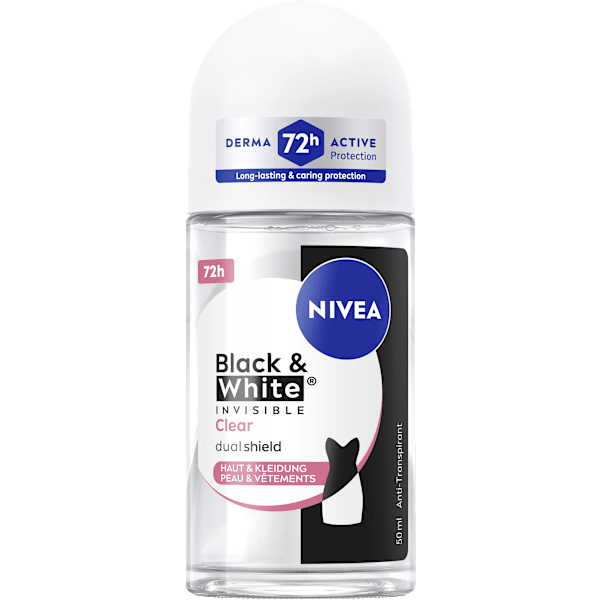 Antitranspirant Deo Roll-on Black & White Invisible Clear NIVEA