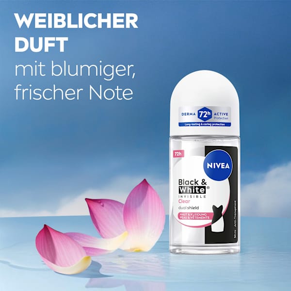 Antitranspirant Deo Roll-on Black & White Invisible Clear NIVEA