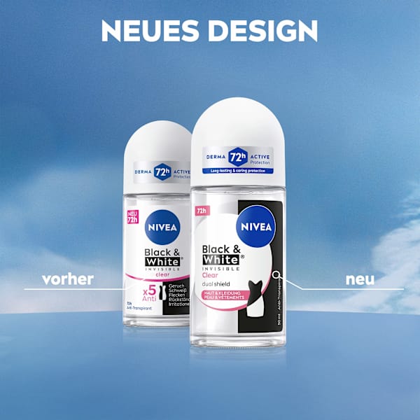 Antitranspirant Deo Roll-on Black & White Invisible Clear NIVEA