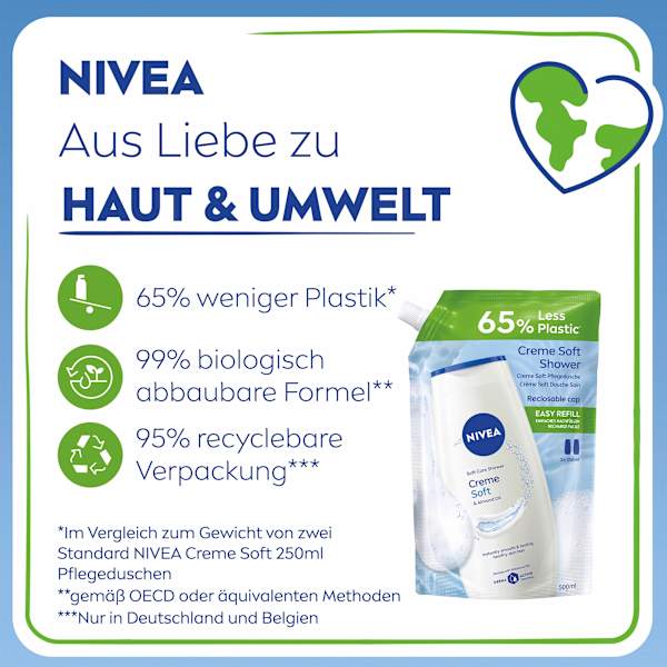Pflegedusche Creme Soft & Almond Oil Nachfüllpack NIVEA