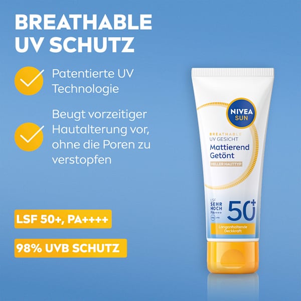 Sonnenfluid Gesicht mattierend & getönt, LSF 50+ NIVEA SUN