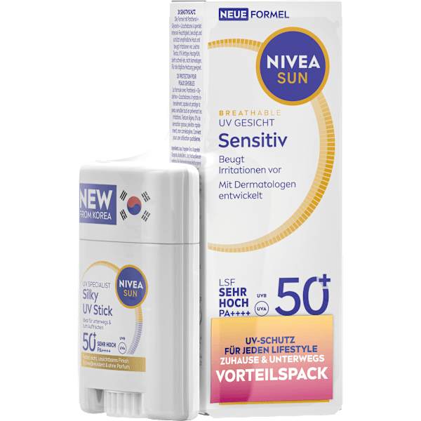 Sonnenfluid sensitiv Gesicht LSF 50+ & Sonnenstick sensitiv LSF 50+ NIVEA SUN