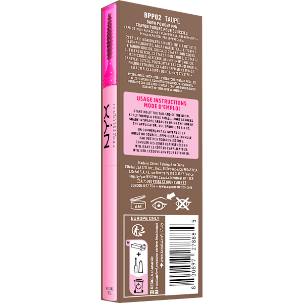 Augenbrauenstift Puder Fluff & Snatch 02 Taupe NYX PROFESSIONAL MAKEUP