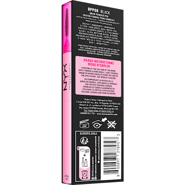 Augenbrauenstift Puder Fluff & Snatch 08 Schwarz NYX PROFESSIONAL MAKEUP