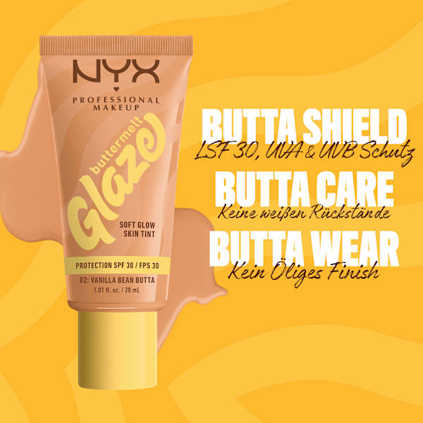 Foundation Buttermelt Glaze mit LSF 30, 02 Vanilla Bean Butta NYX PROFESSIONAL MAKEUP