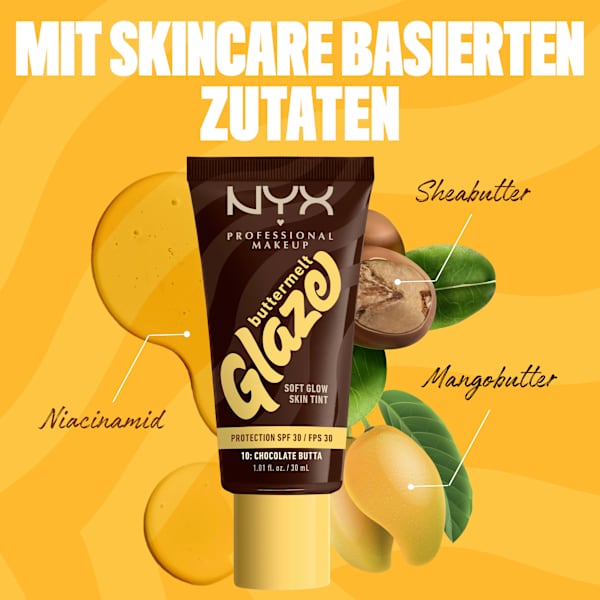 Foundation Buttermelt Glaze mit LSF 30, 10 Chocolate Butta NYX PROFESSIONAL MAKEUP