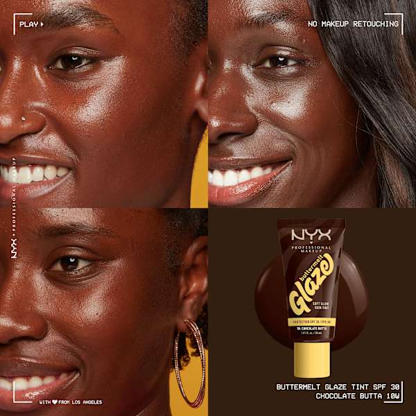 Foundation Buttermelt Glaze mit LSF 30, 10 Chocolate Butta NYX PROFESSIONAL MAKEUP