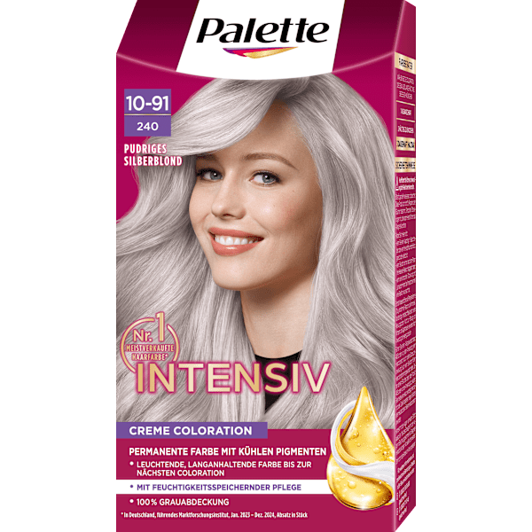 Haarfarbe 10-91/240 Pudriges Silberblond Palette Intensive Color Creme