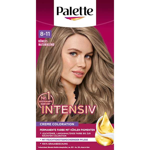 Haarfarbe 8-11 Kühles Naturblond Palette Intensive Color Creme