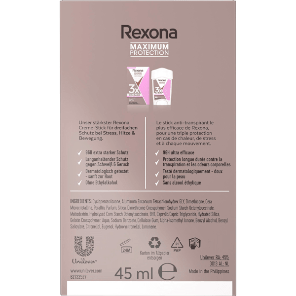 Antitranspirant Deocreme Maximum Protection Confidence Rexona