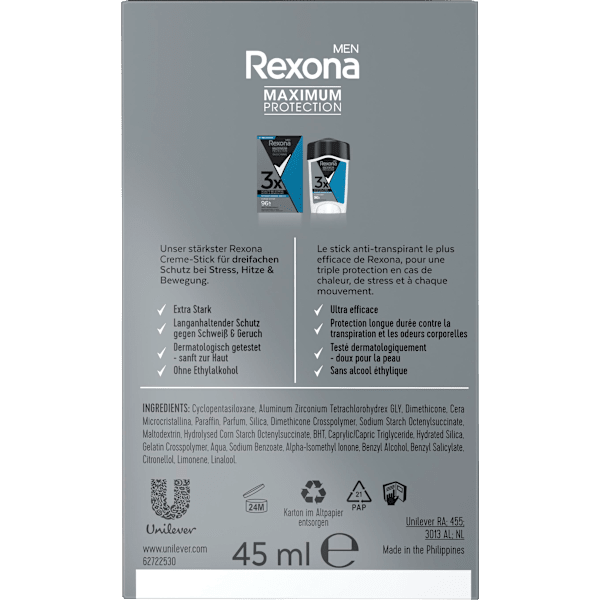 Antitranspirant Deocreme Men Maximum Protection Clean Scent Rexona men