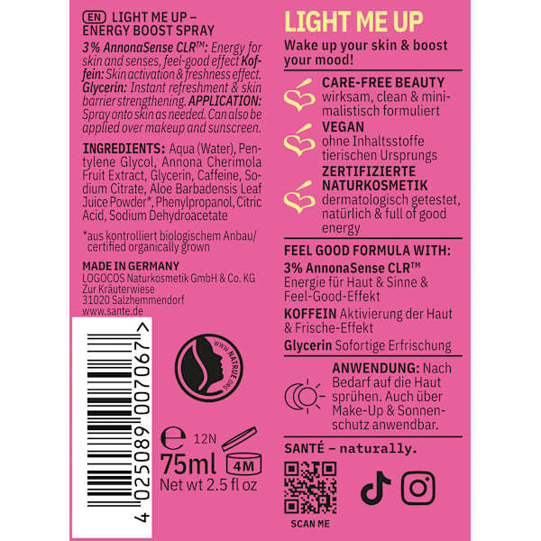 Gesichtsspray Light Me Up Energy Boost Santé naturally.