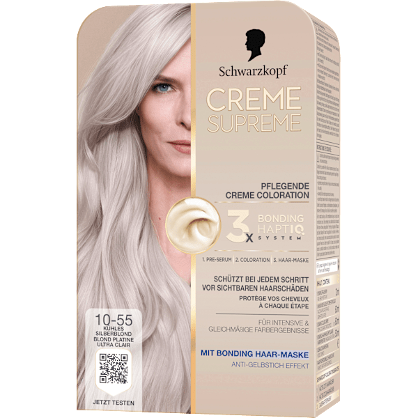 Haarfarbe 10-55 Kühles Silberblond Schwarzkopf CREME SUPREME