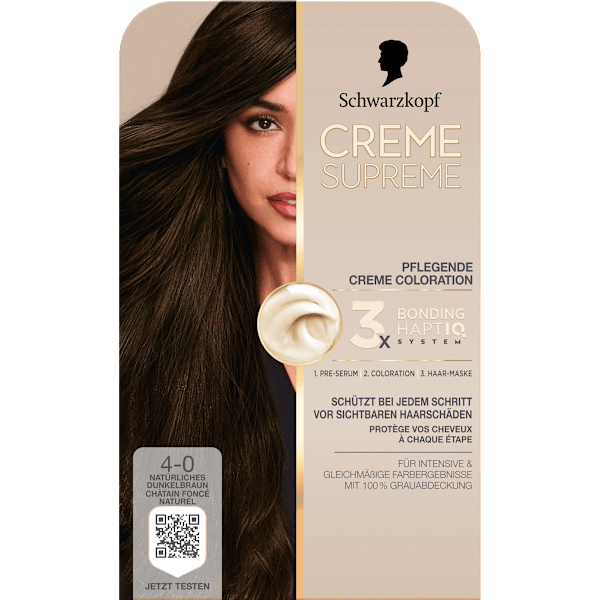 Haarfarbe 4-0 Natürliches Dunkelbraun Schwarzkopf CREME SUPREME