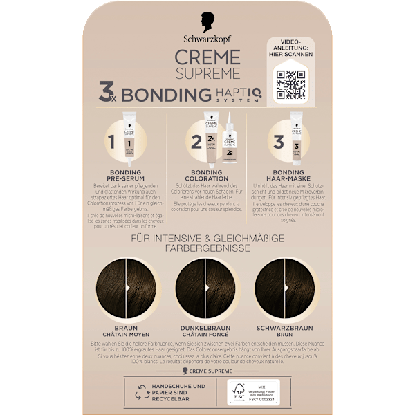 Haarfarbe 4-0 Natürliches Dunkelbraun Schwarzkopf CREME SUPREME