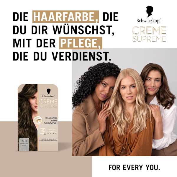 Haarfarbe 5-0 Natürliches Braun Schwarzkopf CREME SUPREME