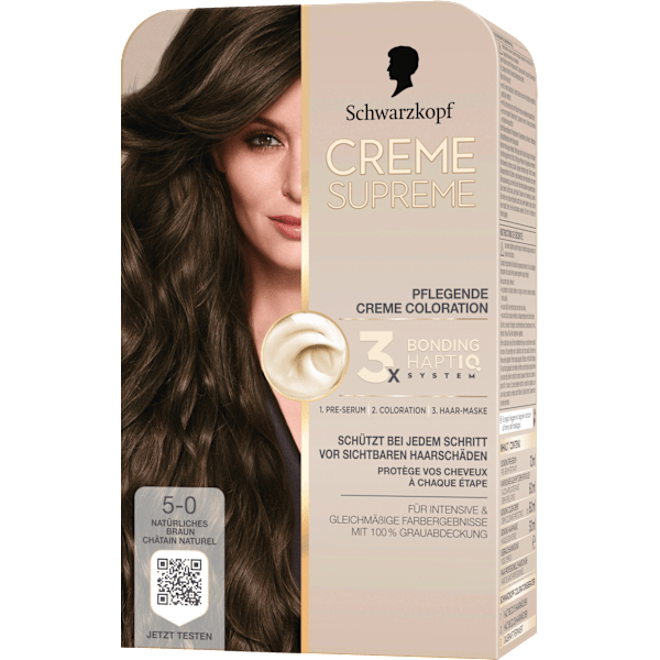 Haarfarbe 5-0 Natürliches Braun Schwarzkopf CREME SUPREME
