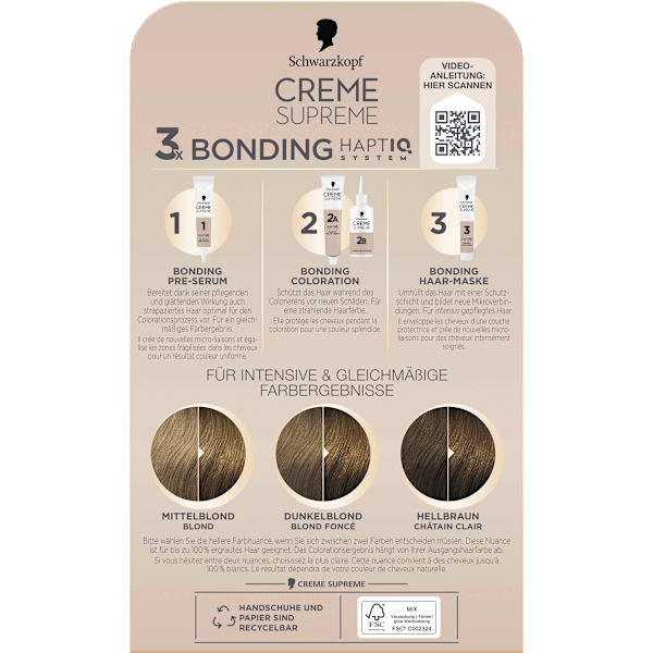 Haarfarbe 7-0 Natürliches Dunkelblond Schwarzkopf CREME SUPREME