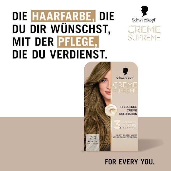 Haarfarbe 7-0 Natürliches Dunkelblond Schwarzkopf CREME SUPREME