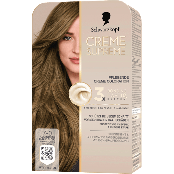 Haarfarbe 7-0 Natürliches Dunkelblond Schwarzkopf CREME SUPREME
