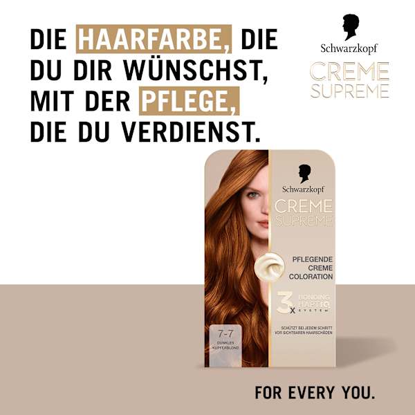 Haarfarbe 7-7 Dunkles Kupferblond Schwarzkopf CREME SUPREME