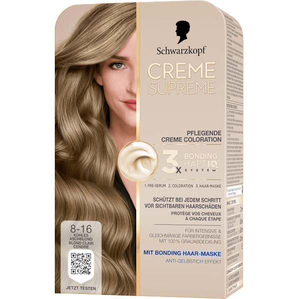 Haarfarbe 8-16 Kühles Aschblond Schwarzkopf CREME SUPREME