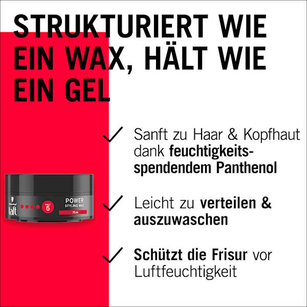 Haargel POWER Styling Wax Halt 5 Schwarzkopf taft