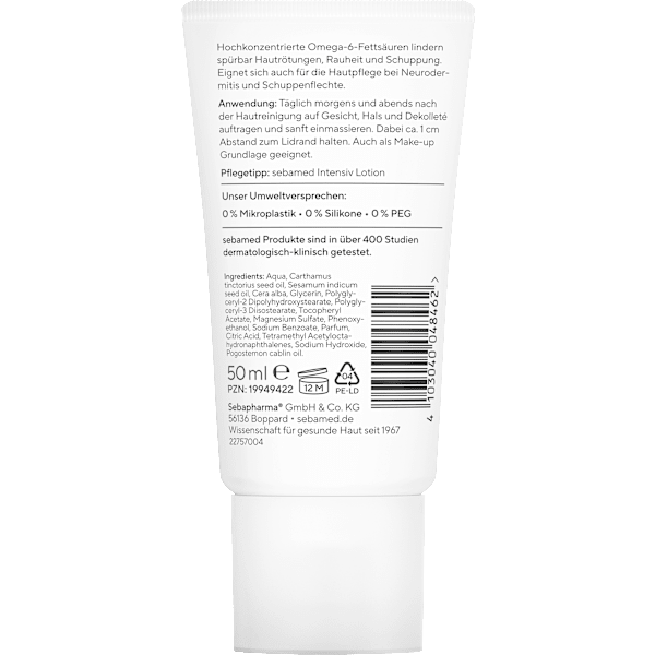 Gesichtscreme intensiv Omega 12% trockene, gerötete Haut sebamed